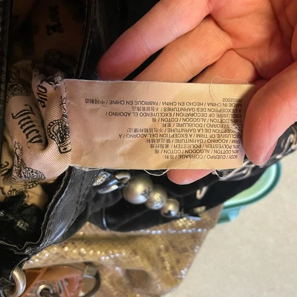 Vintage,Juicy Couture Black Velvet Shoulder Bag - Picture 6 of 11